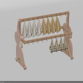 Elephant Shaped Wooden Storage Rack with Double Layer Design Hanging White and Gold Towels