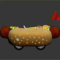 Cute Puppy Shaped Hot Dog Cart With Sesame Seeds And Vegetable Toppings