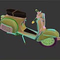 Vintage Yellow Scooter With Brown Seat Chrome Handlebar And Spoked Wheel