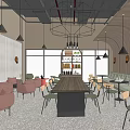 Modern Cafe Tables and Chairs Cafe Decoration Cafe Rest Area 3d model