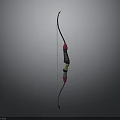 Handcrafted Traditional Longbow Weapon Featuring Red Green Accents And Decorative Details