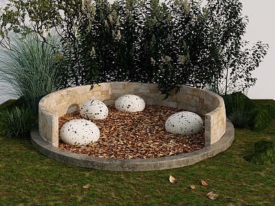 Modern landscape sketch garden landscape bird's nest bird's egg leaf pool clock seat net red landscape leisure area corner outdoor card seat sofa 3d model