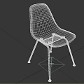 Dark Blue Curved Plastic Chair with Backrest Seat Metal Legs and Blue Foot Pads