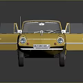 Yellow Vintage Convertible Car Model With Open Doors And White Wheels