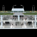 Multi Level Subway Station With Underground Platform Metro Train Street Lamps And Benches