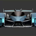Futuristic Teal Race Car with Sleek Aerodynamic Body Large Wheels and Rear Spoiler