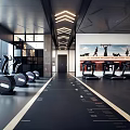 Spacious Gym Interior With Treadmills Elliptical Machines And Large Windows 3d model