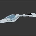 3D Model of Modern White and Light Blue Aircraft with Geometric Structure and Propellers
