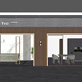 Modern MAX Store Interior Design With Glass Entrance Wooden Accents And Tables Chairs