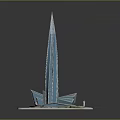 Cartoon Scene With Tall Tower Low Rise Buildings Green Areas And Roads