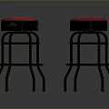 Red Seated Black Metal Frame Bar Stools In Modern Home Decor Setting