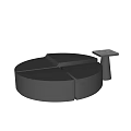 Modern Round Segmented Coffee Table With Small Square Side Table
