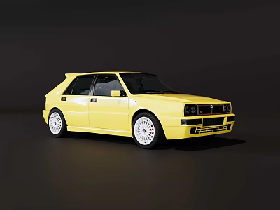 Vintage Yellow Two Door Car With Black Grille And White Rims Design 3d model