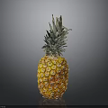 Fresh Ripe Pineapple with Green Leafy Top Orange Skin Juicy Tropical Fruit on Dark Background
