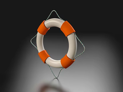 Orange And White Lifebuoy As Sports Equipment Hanging On Diamond Shaped Metal Frame 3d model