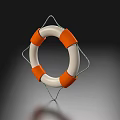 Orange And White Lifebuoy As Sports Equipment Hanging On Diamond Shaped Metal Frame
