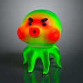Colorful Octopus Stuffed Toy With Angry Face Green Yellow Red Colors And Eight Tentacles