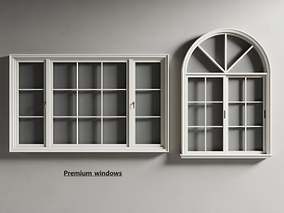 Premium Casement Windows With White Frames And Grille Design For Modern Home Interiors 3d model