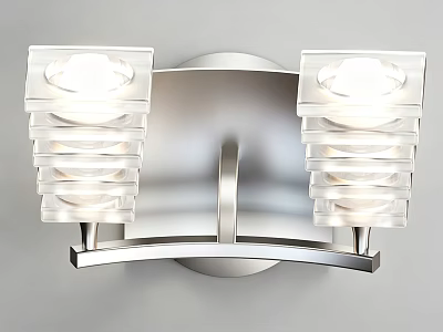 Elegant Modern Silver Wall Sconce With Double Transparent Glass Layered Design 3d model