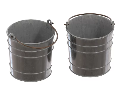 Two Gray Ceramic Vessels With Metal Handles Decorative Home Decor Pieces 3d model