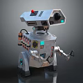 Sci Fi Robot Character With Mechanical Arms Red Button And Lens Details 3d model