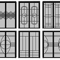 Stylish Sliding Doors With Various Decorative Patterns And Elegant Frame Designs 3d model