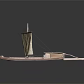 Traditional Wooden Boat With Canvas Sail Carved Stern And Handcrafted Wooden Hull