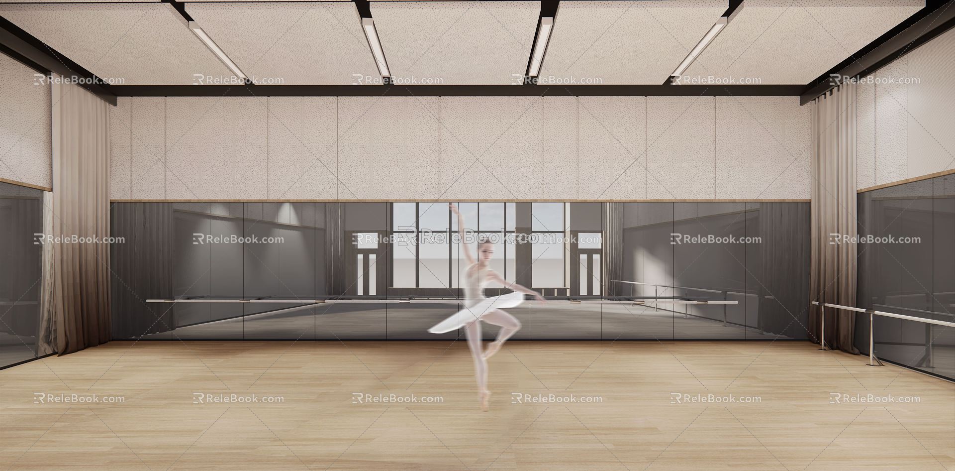 Modern Dance Studio School Dance Classroom 3d model