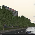 Modern Hospital Building With Green Roof And Lush Surrounding Trees