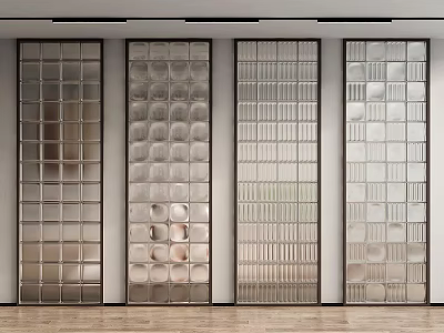 Varied Textured Glass Wall Panels In Interior Space 3d model