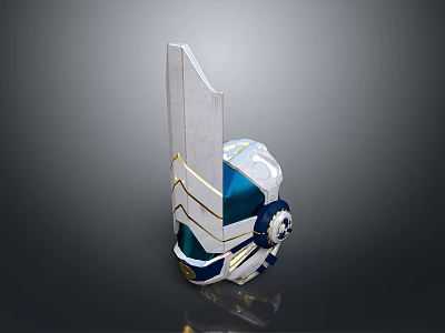 Warrior Character With Bio Mechanical Armor Featuring Blue Silver And Gold Details 3d model