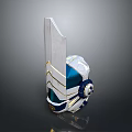 Warrior Character With Bio Mechanical Armor Featuring Blue Silver And Gold Details