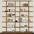 Sturdy Wooden Open Shelf With Multiple Tiers Displaying Books Decorative Pieces And Vases