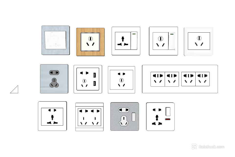 Modern Switch Panels with Various Designs Different Colors and Multiple Socket Types 3d model 