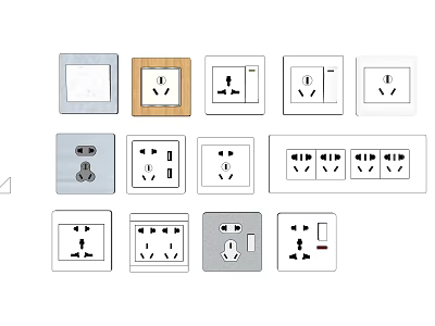 Modern Switch Panels with Various Designs Different Colors and Multiple Socket Types 3d model