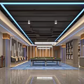 Modern Spacious Billiard Room Interior With Multiple Pool Tables And Modern Lighting 3d model