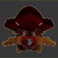 Fantasy Warrior Armor With Red And Gold Decorative Elements And Long Cloak