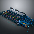 Futuristic Sci Fi Vehicle Design With Blue Orange Accents And Streamlined Thruster Structure