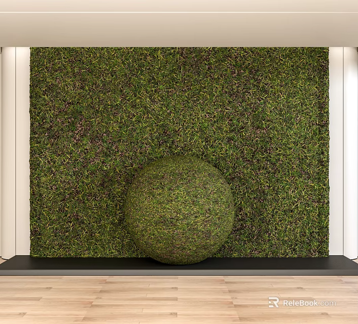 Indoor Plant Combination With Green Living Wall And Round Topiary Ball 3d model 