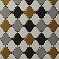 Decorative Floor Tiles with Scalloped Pattern in Blue Gray White and Brown 3d model