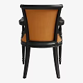 Classic Accent Chair with Orange Upholstery and Black Ornate Frame Details