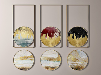 New Chinese Style Round Frame Painting Round Abstract Decorative Hanging Painting 3d model