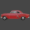 Red Vintage Classic Sedan With Sleek Body Lines And Chrome Bumper Accents