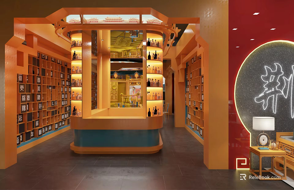 Elegant Bar Interior Design With Wine Racks Counter Warm Lighting And Stylish Decor Elements 3d model