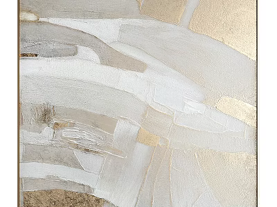 Abstract Painting With Soft White Gray And Gold Tones For Modern Home Decor 3d model