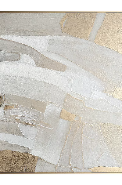 Abstract Painting With Soft White Gray And Gold Tones For Modern Home Decor 3d model