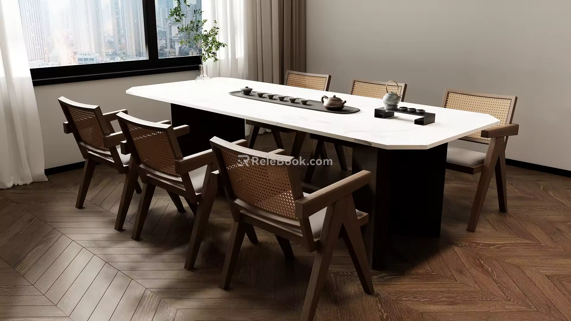 New Chinese Tea Table and Chair Combination Tea Table Tea Table 3d model