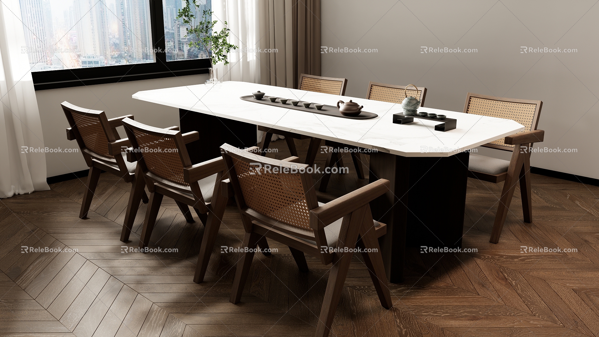 New Chinese Tea Table and Chair Combination Tea Table Tea Table 3d model