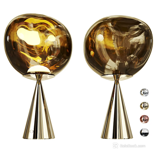 Modern Floor Lamp With Transparent Spherical Glass Shade And Metal Stand 3d model 