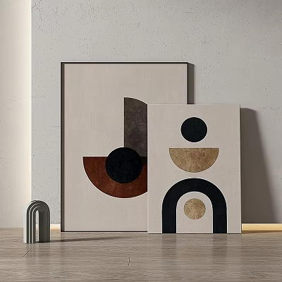 Abstract Artworks Featuring Geometric Shapes In Neutral Tones 3d model